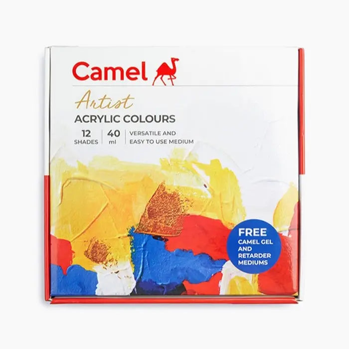 Camel Artist Acrylic Colours With Gel & Retarder Medium Set Camel